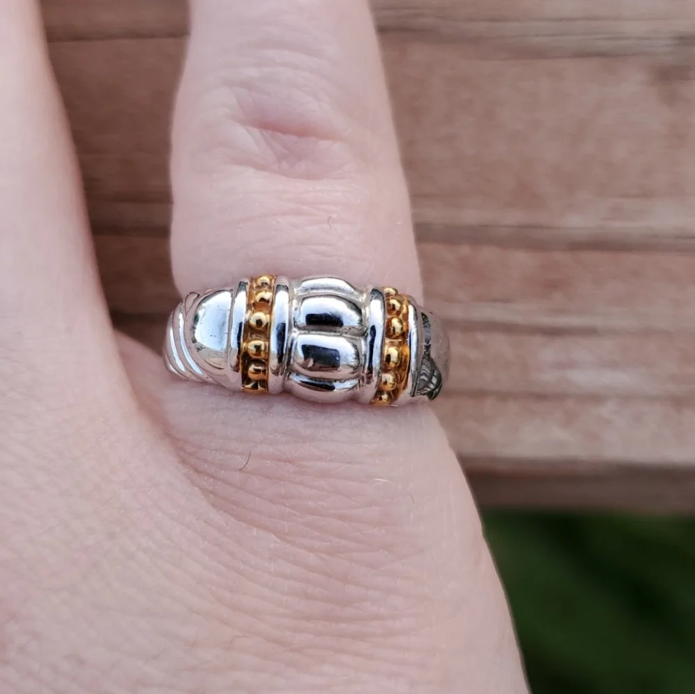 Vintage Silver & Gold Tone Ring (Size 6 1/2) - Picture 4 of 4